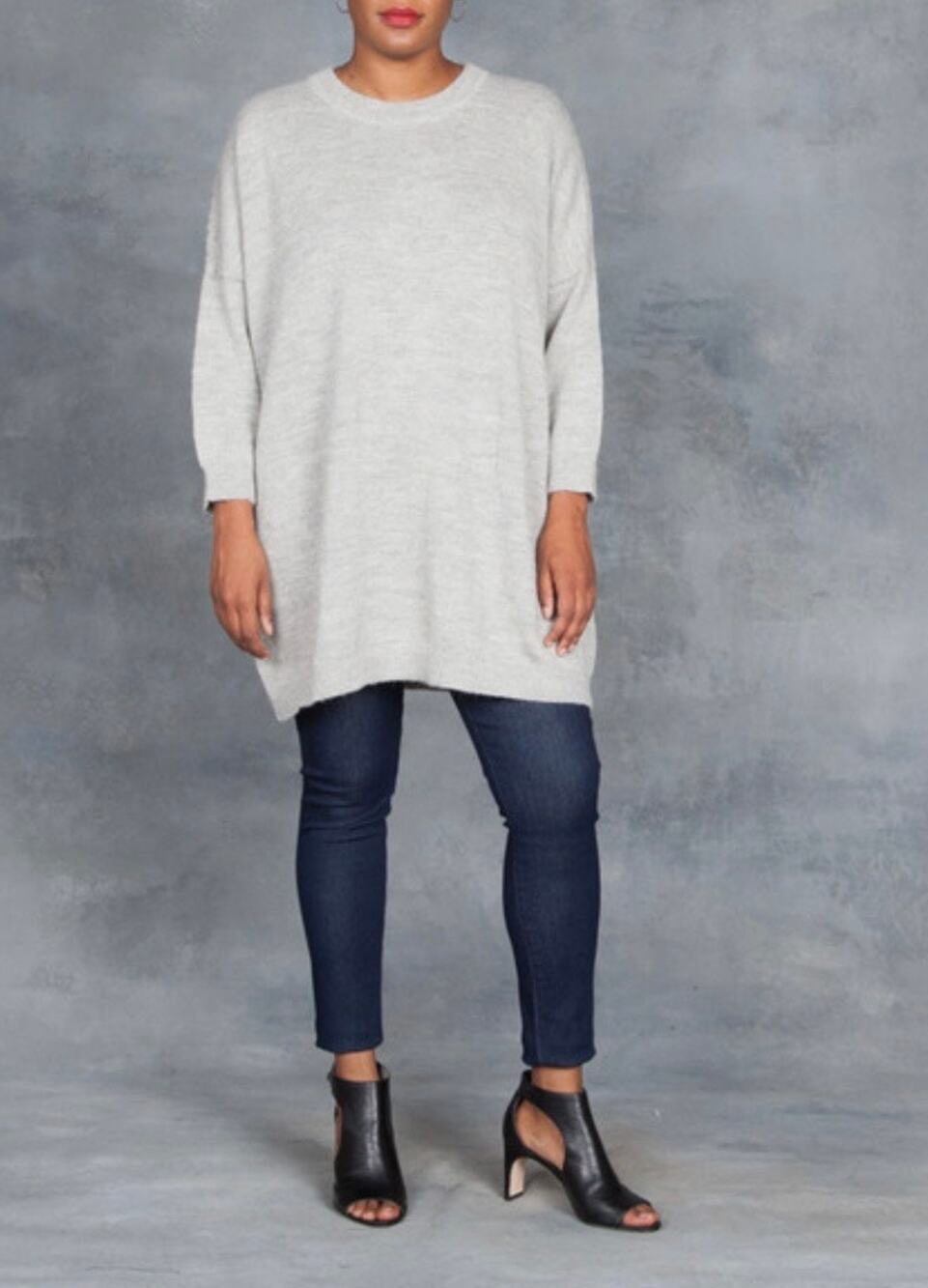 Ali Golden Alpaca Kimono Pullover Long Sleeve Sweater Grey Jumper Medium